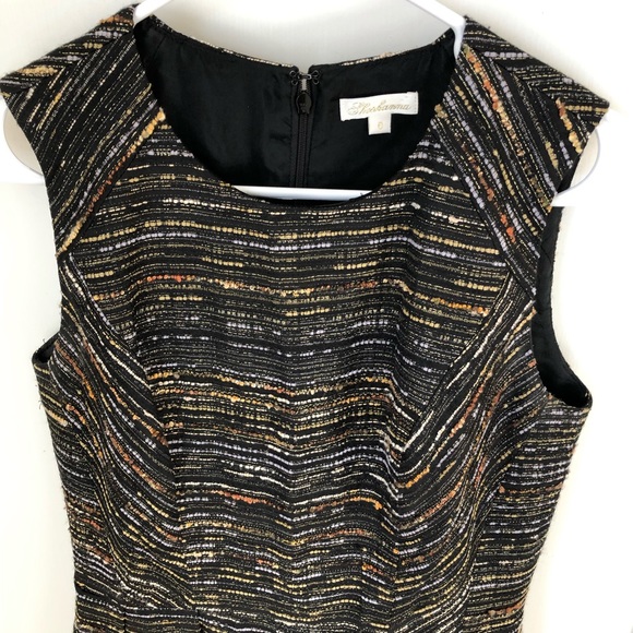 Shoshanna Black Metallic Gold Cocktail Fit Flare Mini Dress 6 Small S - Picture 3 of 13